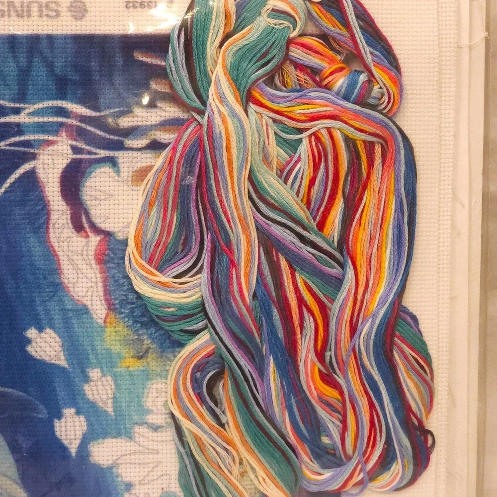 1996 Sunset No Count Cross Stitch Kit Underwater Tranquillity Dolphins